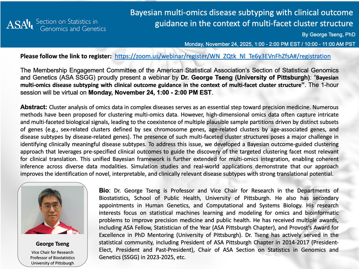 ASA Section on Statistics in Genomics and Genetics tweet media