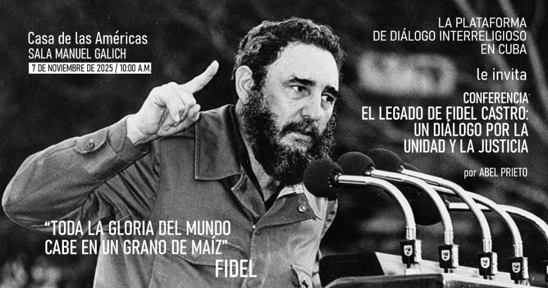 #FidelPorSiempre nos convoca. 
Este encuentro, por él, será especial. 
El viernes en <a href="/CasAmericas/">Casa de las Américas</a>, el intelectual cubano <a href="/AbelPrieto11/">Abel Prieto</a> nos acercará al legado del líder histórico de la revolución cubana, a través de un diálogo por la unidad y la justicia. ❤️🇨🇺