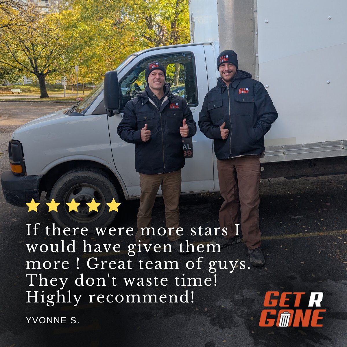 GetRGone's tweet image. Huge thanks to Yvonne for the awesome review! ⭐️⭐️⭐️⭐️⭐️
Our crew’s all about getting it done right — fast, friendly, and stress-free. 💪

#GetRGone #JunkRemoval #TeamWork