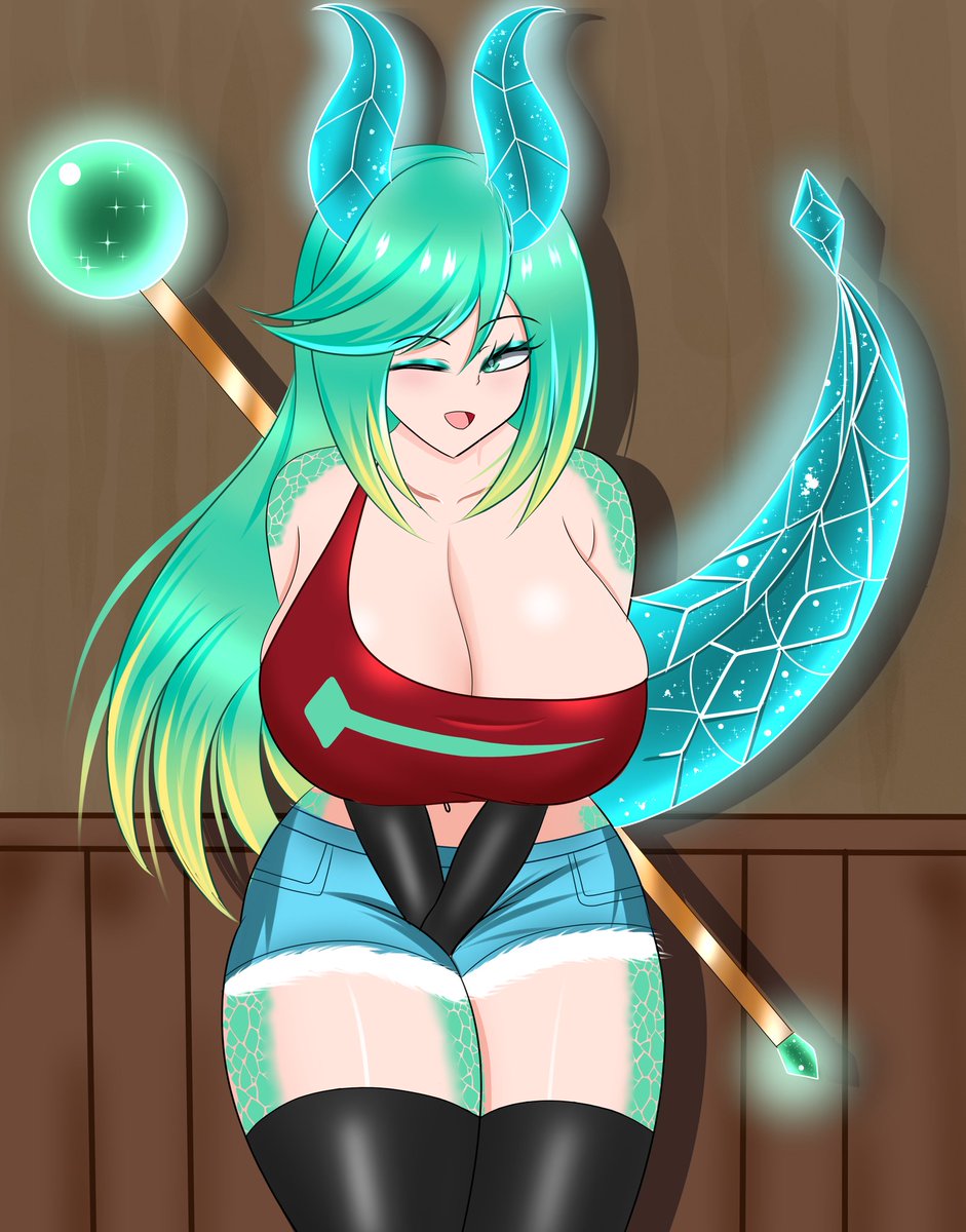 Kitsune_Arts115's tweet photo. @Tatsu_0_2 Bueno yo tengo a mi oc katherine 

Pelo verde esmeralda, mitad dragona, ojo derecho verde, ojo izquierdo amarillo, me gustwria que usara un micro bikini, medias negras , pecho grande, piel clara, mirada sexy,y es una chica joven https://t.co/3w3fhtDYYE