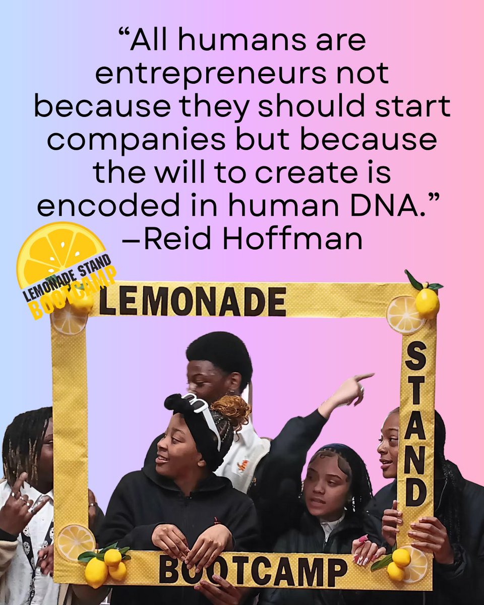 lemonadestdbcmp's tweet image. Entrepreneurship is in all of us without is even realizing it! With #lemonadestandbootcamp , we build our youth&apos;s skills to be the businesspeople and entrepreneurs they are meant to be, so that they can take their skills into their futures! 

#entrepreneurship #nonprofit