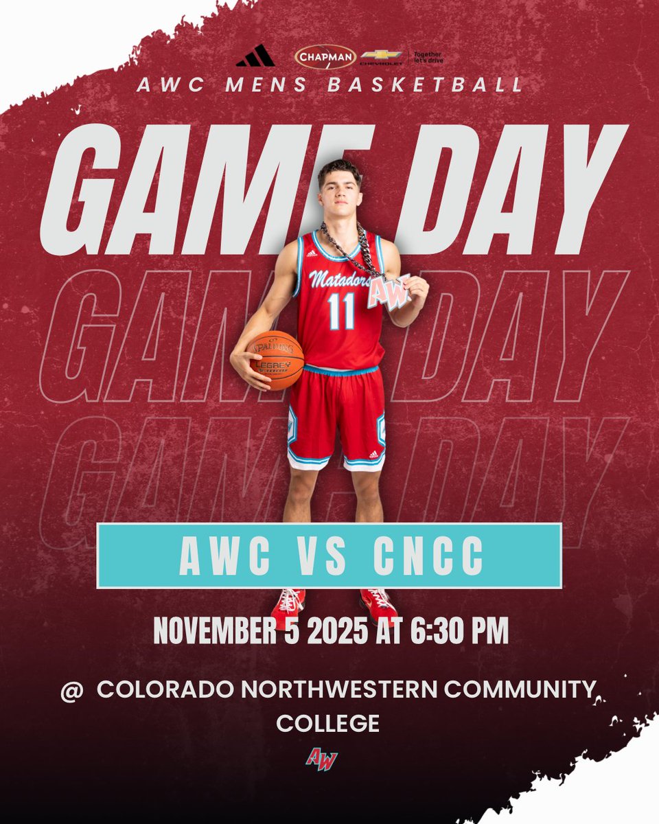 AWCMatadors's tweet image. 🏀GAME  DAY🏀
🆚Colorado Northwestern Community College
🕗6:30 pm
🏟️Colorado Northwestern Community College Gym
📍Rangely, Colorado
#ForTheW #GoMatadors