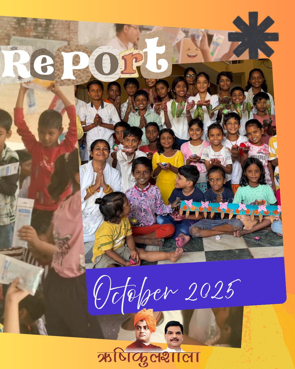 rishikulshala's tweet image. October at Rishikulshala — a month of smiles, learning &amp;amp; growth! 
From stories &amp;amp; meditation to creative activities, our children keep shining brighter every Sunday. ✨
👉 Support their journey
#Rishikulshala #EducationForAll #SocialImpact #FromMarginsToMainstream