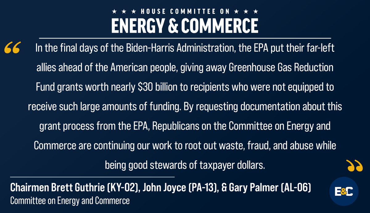 The Biden-Harris Administration gave away billions of dollars to unequipped recipients to advance their agenda.

Republicans are rooting out waste, fraud, and abuse to ensure taxpayer dollars are used responsibly.
