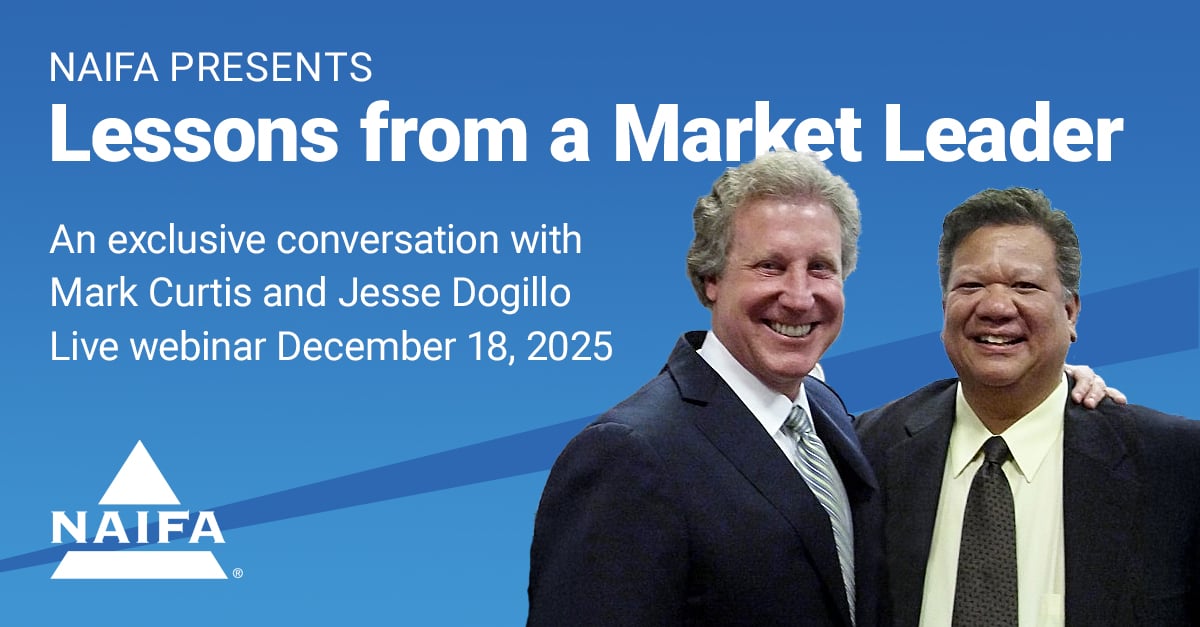 NAIFA will present an exclusive live webinar featuring Mark Curtis, Managing Director at Morgan Stanley’s Graystone Consulting and one of the most consistently top-ranked financial advisors in the country.
This live event will not be recorded. 
hubs.ly/Q03RQS4H0