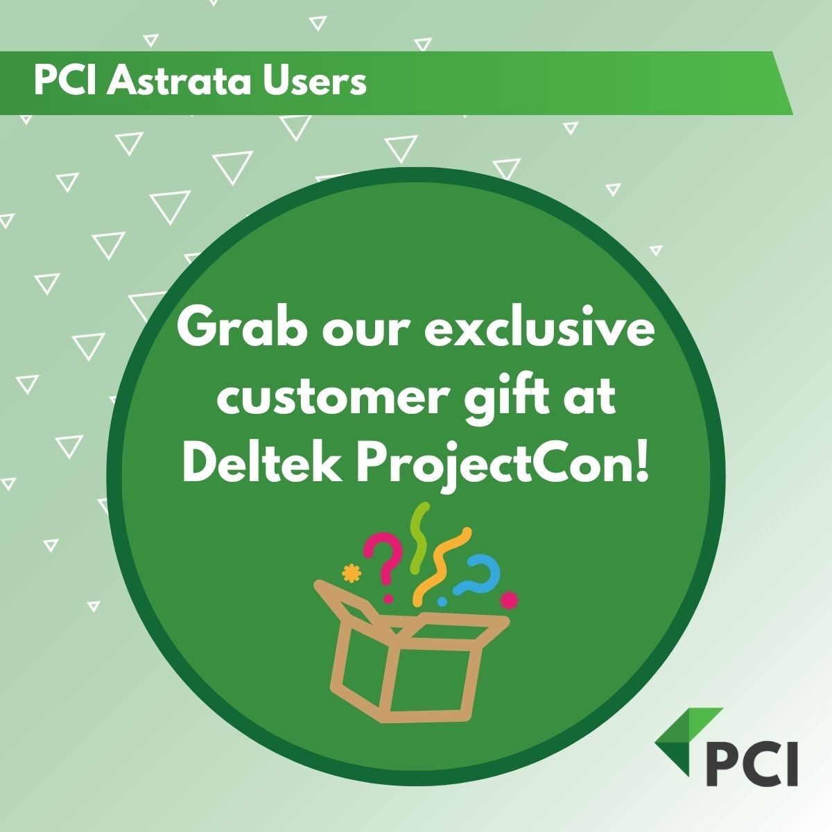 PCI_LLC's tweet image. Attending Deltek ProjectCon? If you&apos;re a PCI Astrata user, stop by for an exclusive gift as a thank you for using our platform. Not an Astrata user yet? No problem. Attend one of our on-site demos to receive the same exclusive gift.

#DeltekProjectCon #GovCon #Astrata