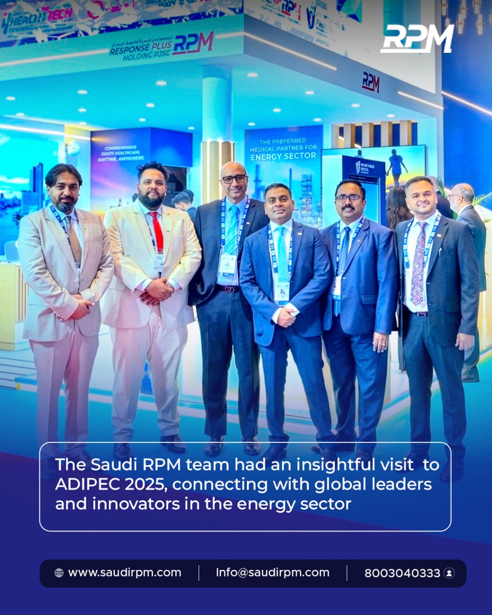 SaudiRPM's tweet photo. The Saudi RPM team had an inspiring visit to ADIPEC 2025, engaging with innovators shaping the future of the global energy sector.
A step forward in strengthening our commitment to excellence in healthcare for the energy industry.
#RPM #ADIPEC2025 #ResponsePlusHolding https://t.co/9OKHCqZAvD