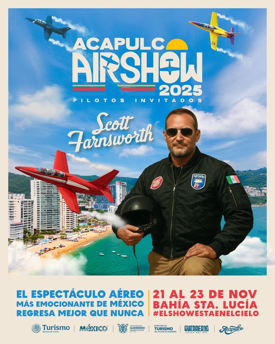 ¡Faltan pocos días para vivir la emoción en el #HogarDelSol! ☀️

Del 21 al 23 de noviembre, la bahía de Santa Lucía se llenará de color, acrobacias y mucha emoción con el #AcapulcoAirShow2025.