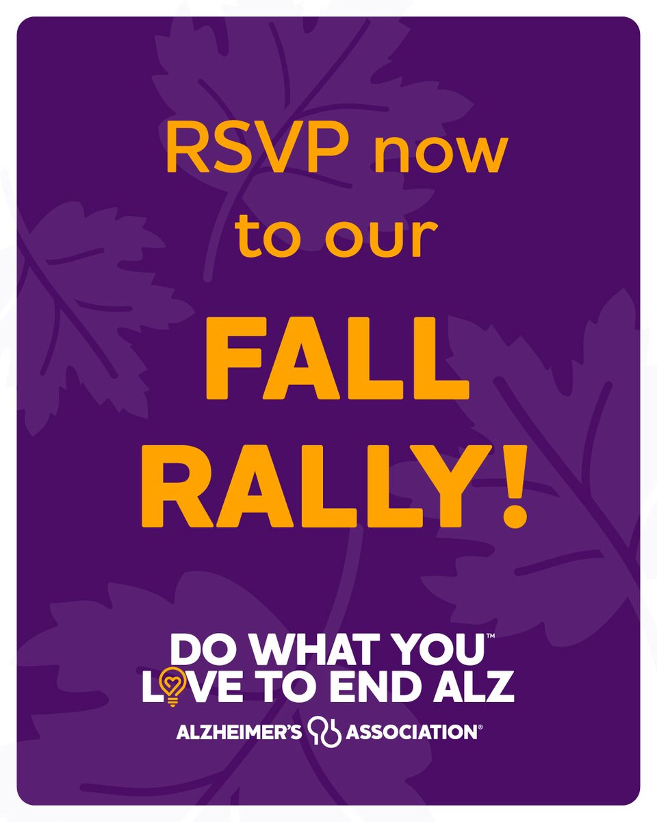 Planning to participate in Do What You Love to End ALZ but can't make the Do What You Love to End ALZ Fall Rally tomorrow at 7 p.m. ET. Fill out the RSVP form and we'll send you a recording to watch later! act.alz.org/dowhatyoulover…     #DoWhatYouLove #ENDALZ