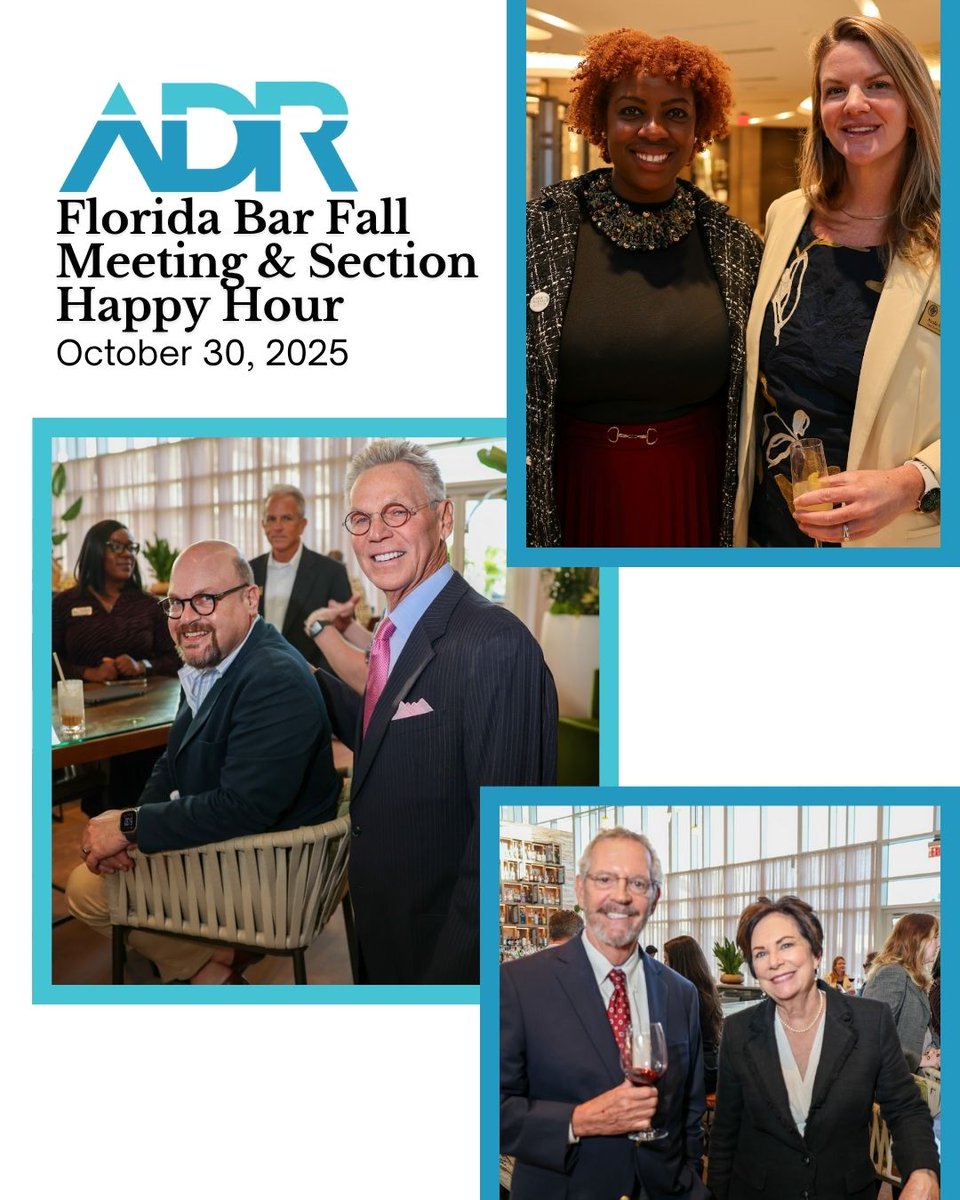 FlaBarADR's tweet image. Thank you to everyone who joined us at the Florida Bar Fall Meeting and our ADR Section Happy Hour at the JW Marriott Bonnet Creek. It was a great afternoon of collaboration, discussion, and connection.

#FloridaBarADR #Mediation #AlternativeDisputeResolution