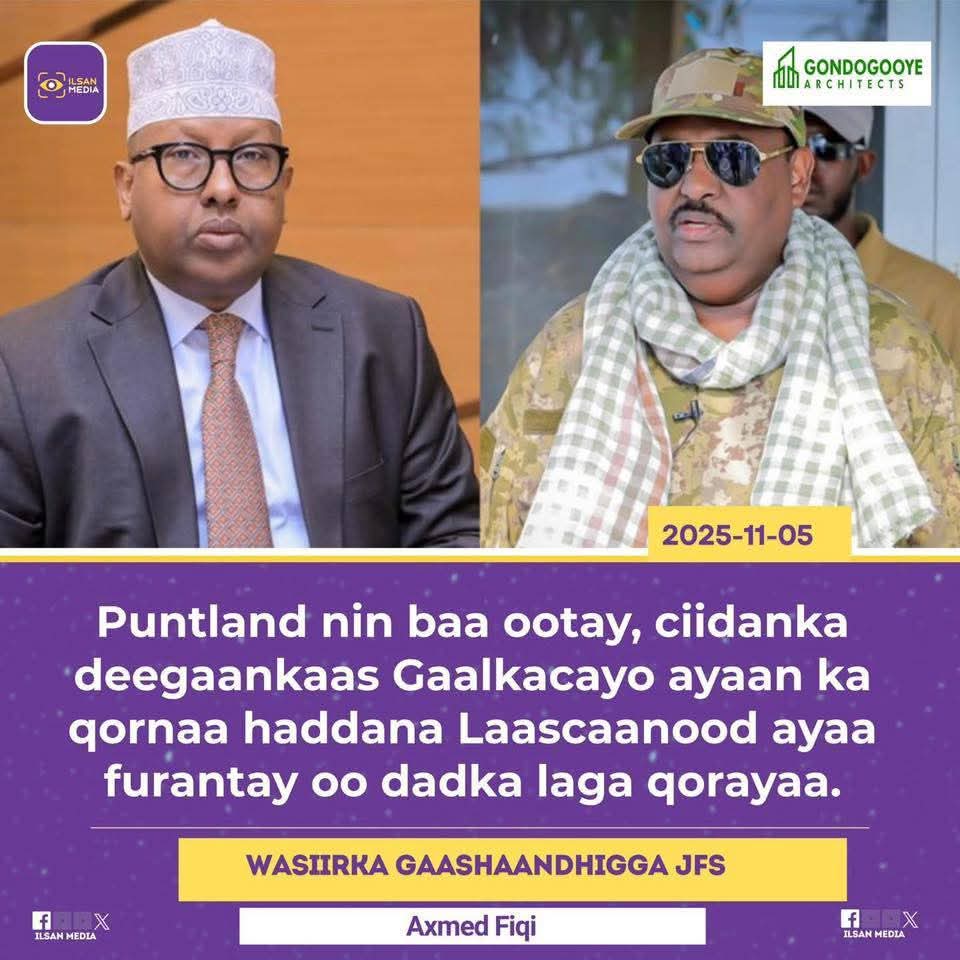 Wax weyn baa qaldan!

Wasiir Fiqi ma waxui xiiseynayaa in dagaal gacan ka hadal ah ka dhex qarxo Waqooyi Bari iyo Puntland? 

Side wax yihiin?