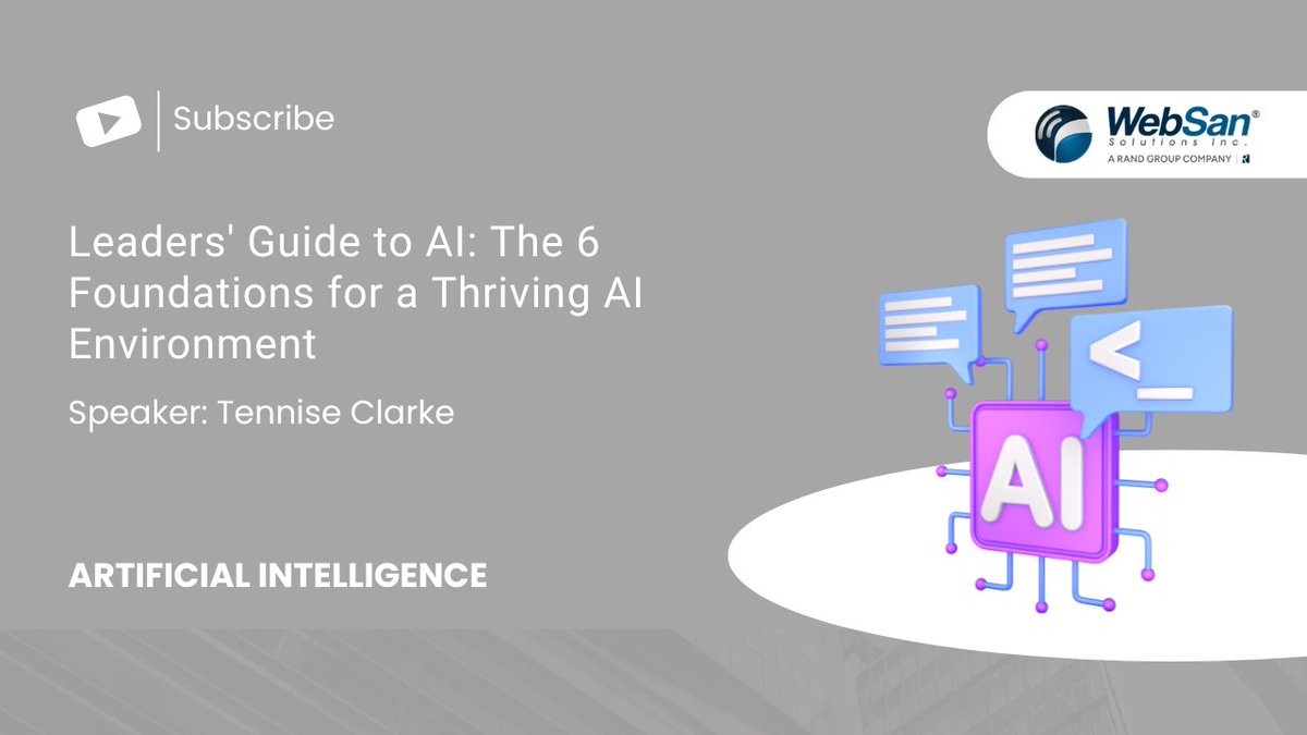 WebSanSolutions's tweet image. Before you launch AI, make sure your business is ready for it.

In Leaders’ Guide to AI: The 6 Foundations for a Thriving AI Environment, we share what every leader needs to know to build an AI-ready culture.

🎥 Watch now: hubs.ly/Q03QMX_60