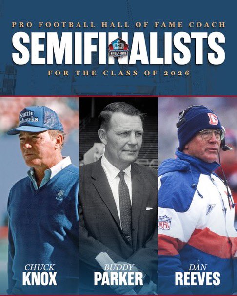 AdamSchefter's tweet photo. The nine Semifinalists in the Coach category for possible election as part of the Pro Football Hall of Fame’s Class of 2026 are: Bill Belichick, Tom Coughlin, Mike Holmgren, Chuck Knox, Buddy Parker, Dan Reeves, Marty Schottenheimer, George Seifert and Mike Shanahan. https://t.co/EXmvfSFJf8