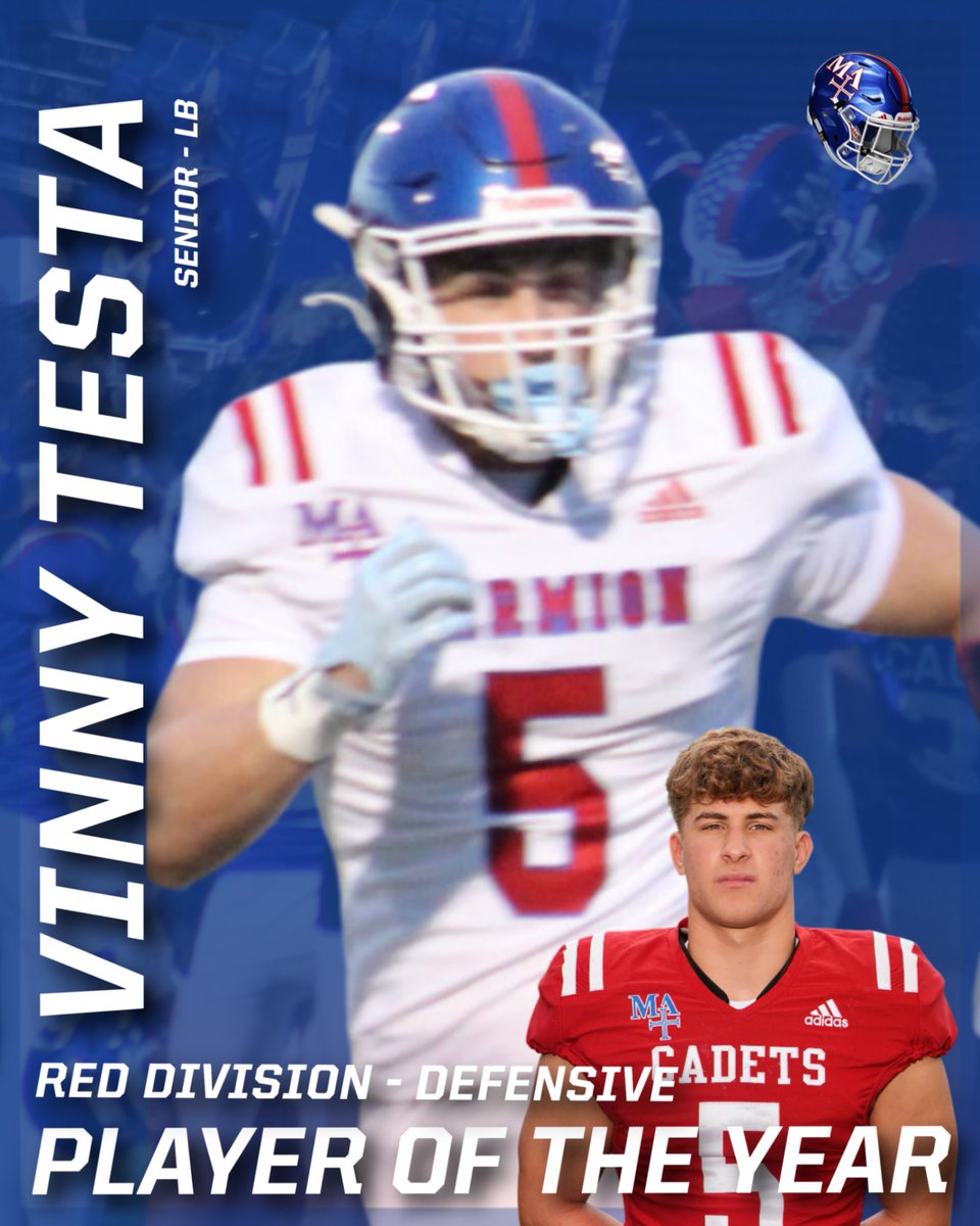 MarmionAD's tweet photo. Congratulations to senior, Vinny Testa, on being recognized as this year's Chicago Catholic League Red Division Defensive Player of the Year!  Way to go, Vinny!  Great job! https://t.co/JrPIMeLNp4