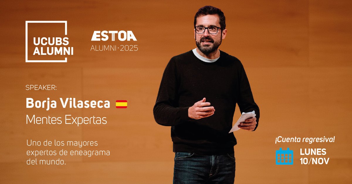 ⏳ Estamos con la cuenta regresiva para ESTOA Alumni 2025.

El lunes 10 nos reencontramos con toda la comunidad alumni para seguir creciendo y celebrar un año más de historia compartida. 🎉

¿Sabés quién será el speaker de este año? 👀
👉 <a href="/BorjaVilaseca/">Borja Vilaseca</a>, escritor, conferencista y
