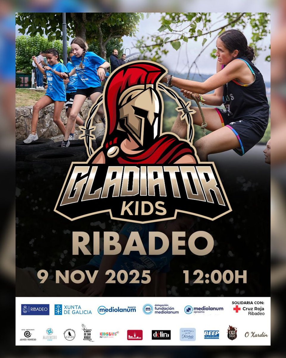 𝙎𝙚𝙜𝙪𝙚 𝙖𝙗𝙚𝙧𝙩𝙖 𝙖 𝙞𝙣𝙨𝙘𝙧𝙞𝙘𝙞𝙤́𝙣 𝙥𝙖𝙧𝙖 𝙥𝙖𝙧𝙩𝙞𝙘𝙞𝙥𝙖𝙧 𝙣𝙖 𝙂𝙡𝙖𝙙𝙞𝙖𝙩𝙤𝙧 𝙆𝙞𝙙𝙨 𝙙𝙚𝙨𝙩𝙚 𝙙𝙤𝙢𝙞𝙣𝙜𝙤🏃‍🏃‍ 
📍 Praza de España
🕛 A partir das 12:00 horas
👧👦 Para nenas e nenos de 3 a 11 anos 
🔗 gladiatorraceoficial.com