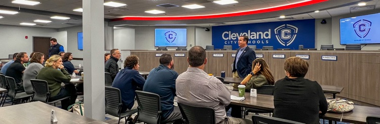 clevecityschool's tweet image. We’re excited to host Maryville City Schools today for a technology visit! Dr. Cody Raper led a discussion on innovation and how technology supports teaching and learning. Collaboration makes us stronger across our region. #BuildingChampions #BuildingCommunity #ChooseCleveland
