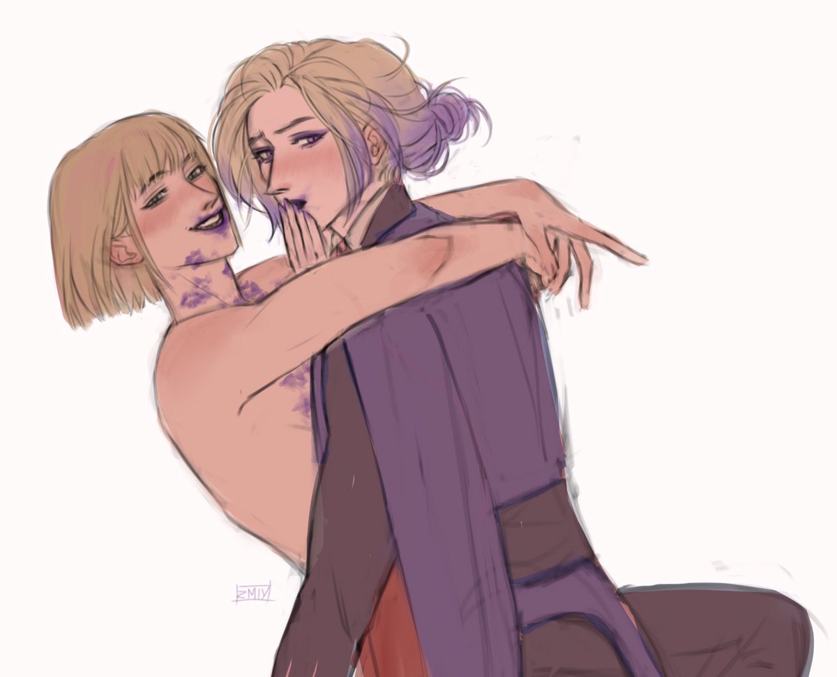 ChemnyjZ's tweet photo. Little rookvil sketches💜
(And Epic:the musical AU in Odysseus and Penelope clothes~)

#twst #twistedwonderland #rookvil https://t.co/J9fS2pgWzy