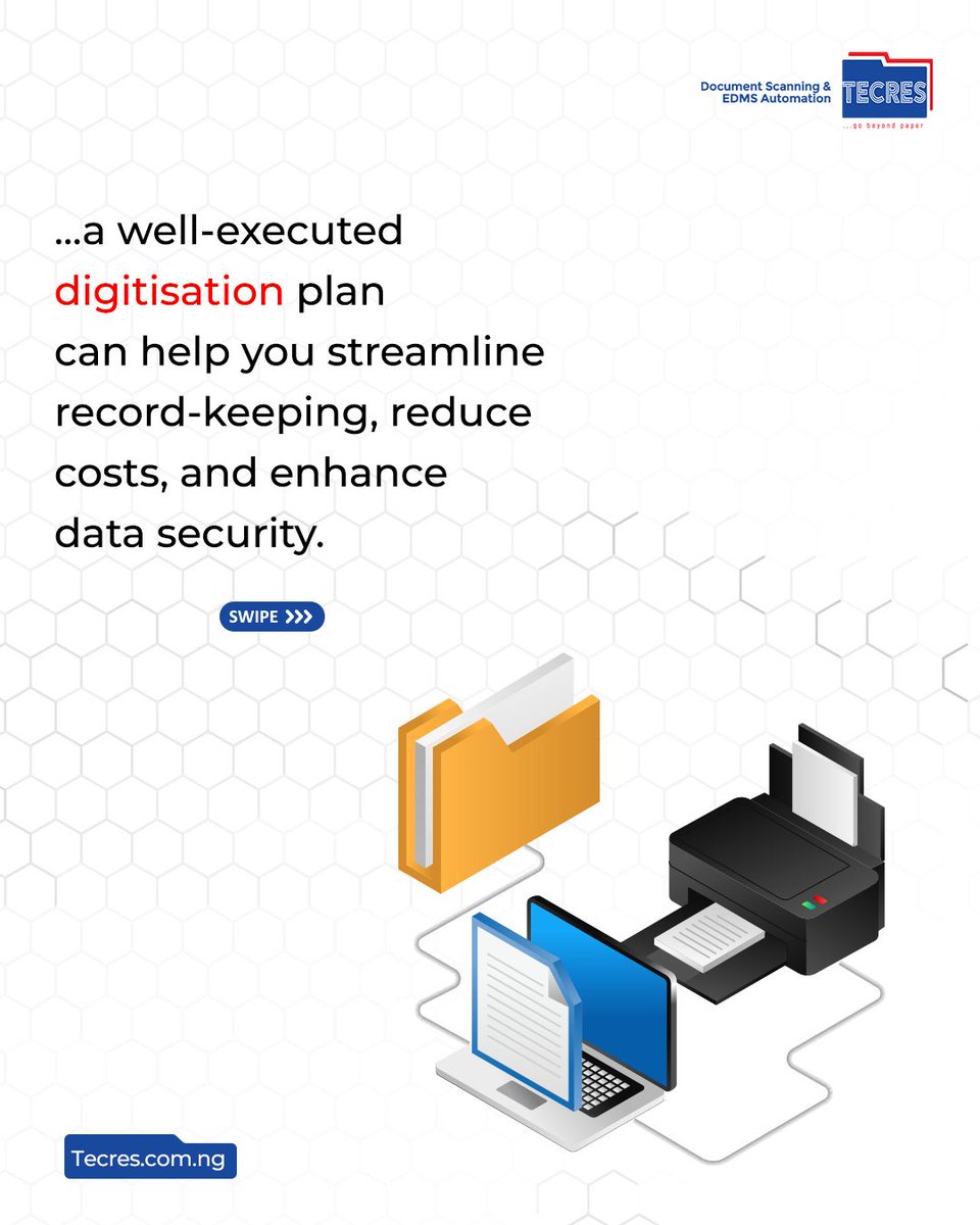 TecresTNL's tweet photo. Digitisation plan isn't a capital expense; it's an investment in operational efficiency, long-term savings, and robust data security.
Ready to save money while protecting your records? Send us a DM!
#DigitalTransformation #DocumentArchiving #SmartBusiness #CostEffective https://t.co/wj56L6MEsj