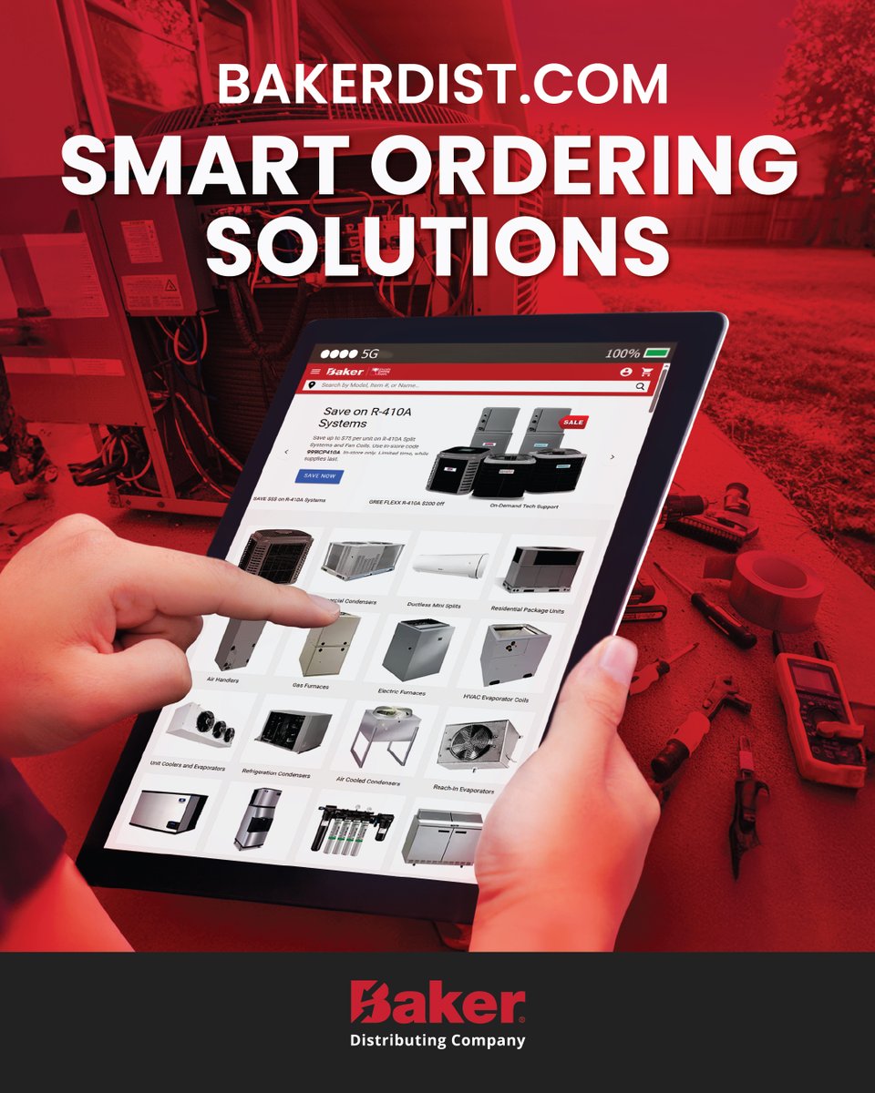 BakerDist's tweet image. Smart e-commerce ordering solutions on Bakerdist.com helps HVAC professionals save time &amp;amp; work smarter. Place orders, approve order limits, and access invoices all in one place! #BakerDistributing #HVACRprofessionals
Learn more: bakerdist.com/ecommerce-sales