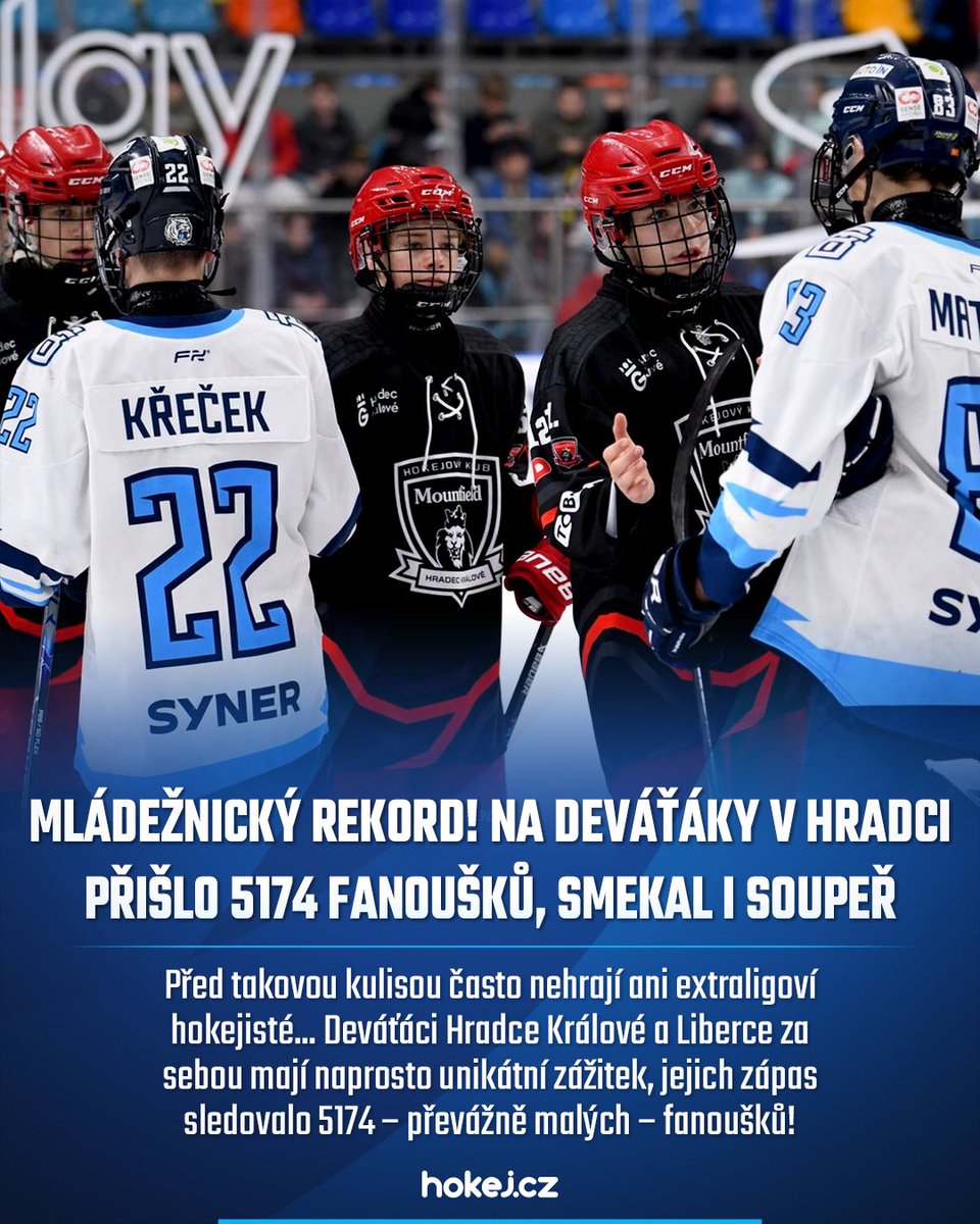 🏆 Padl rekord návštěvnosti! Mládežnické utkání přilákalo nejvíc fanoušků v historii! 🤯

📲 hokej.cz/mladeznicky-re…

📸 Martin Voltr

#hokejcz