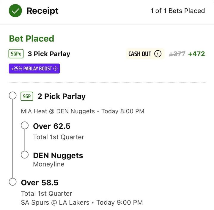 DraftKings NBA SGPx 🏀

EV: 16%
FV: +395
QK: 0.8u