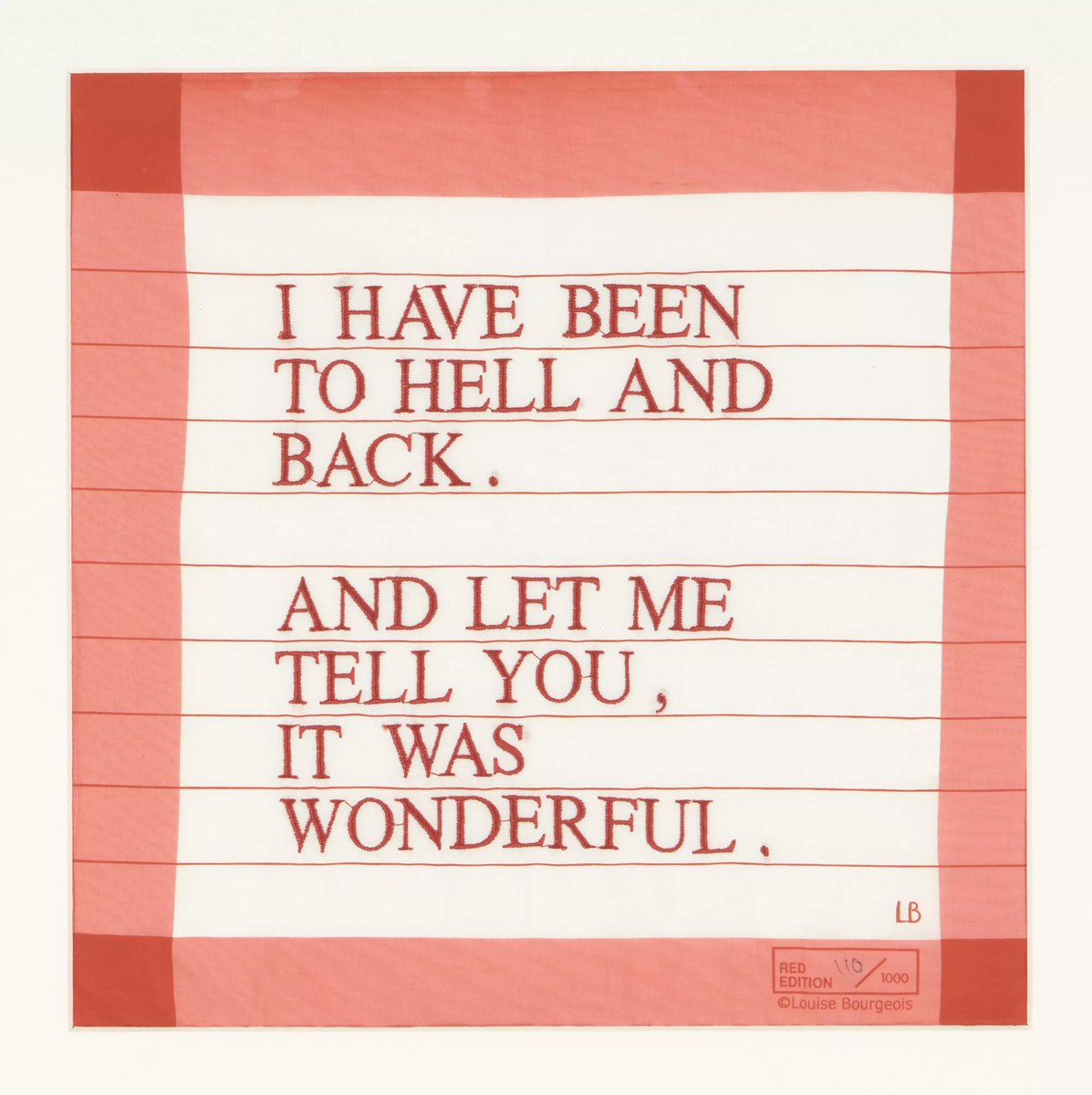 IglesiadeSatan's tweet photo. "Me fui al infierno y regresé. 
Y déjame decirte, fue maravilloso" 
Arte de Louise Bourgeois. https://t.co/GAswdV9RXP