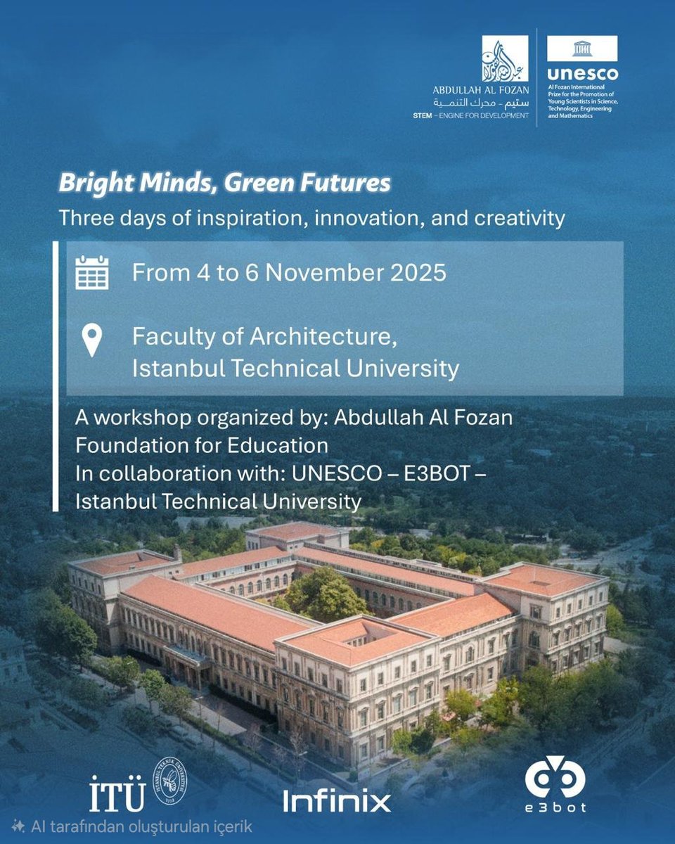 Our UNESCO STEM Workshop themed “Bright Minds, Green Futures” is in full swing ⏩️ During this 3-day workshop, 30 undergraduate students studying at Taşkışla embarked on a journey full of creativity and innovation to shape a brighter and more sustainable future 💻 📲  🤖 🤳
