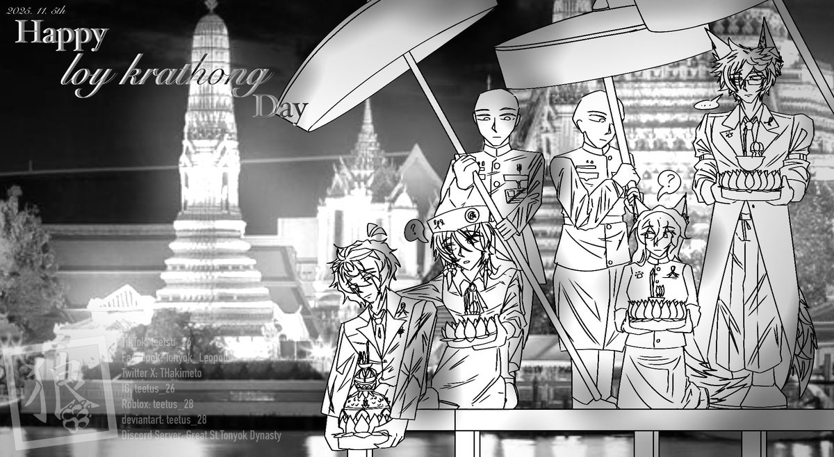 THakimeto's tweet photo. Happy Loy krathong day!! 🪷🌕
.
#oc #ocs #art #RoyalAU #Loykrathong2025 (#THakimeto) https://t.co/24nqj8iixe