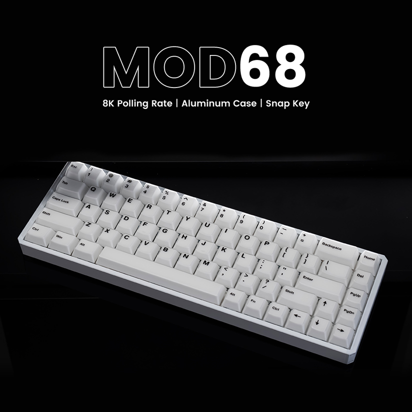 𝐈𝐧𝐭𝐫𝐨𝐝𝐮𝐜𝐢𝐧𝐠 𝐌𝐎𝐃𝟔𝟖

MOD68 is our first hall effect keyboard with a customizable configurator for users to DIY their desirable gaming keyboard. Gamers can select a range of colors, wireless capacity, keycaps, switches, plates as well as side frame components in the