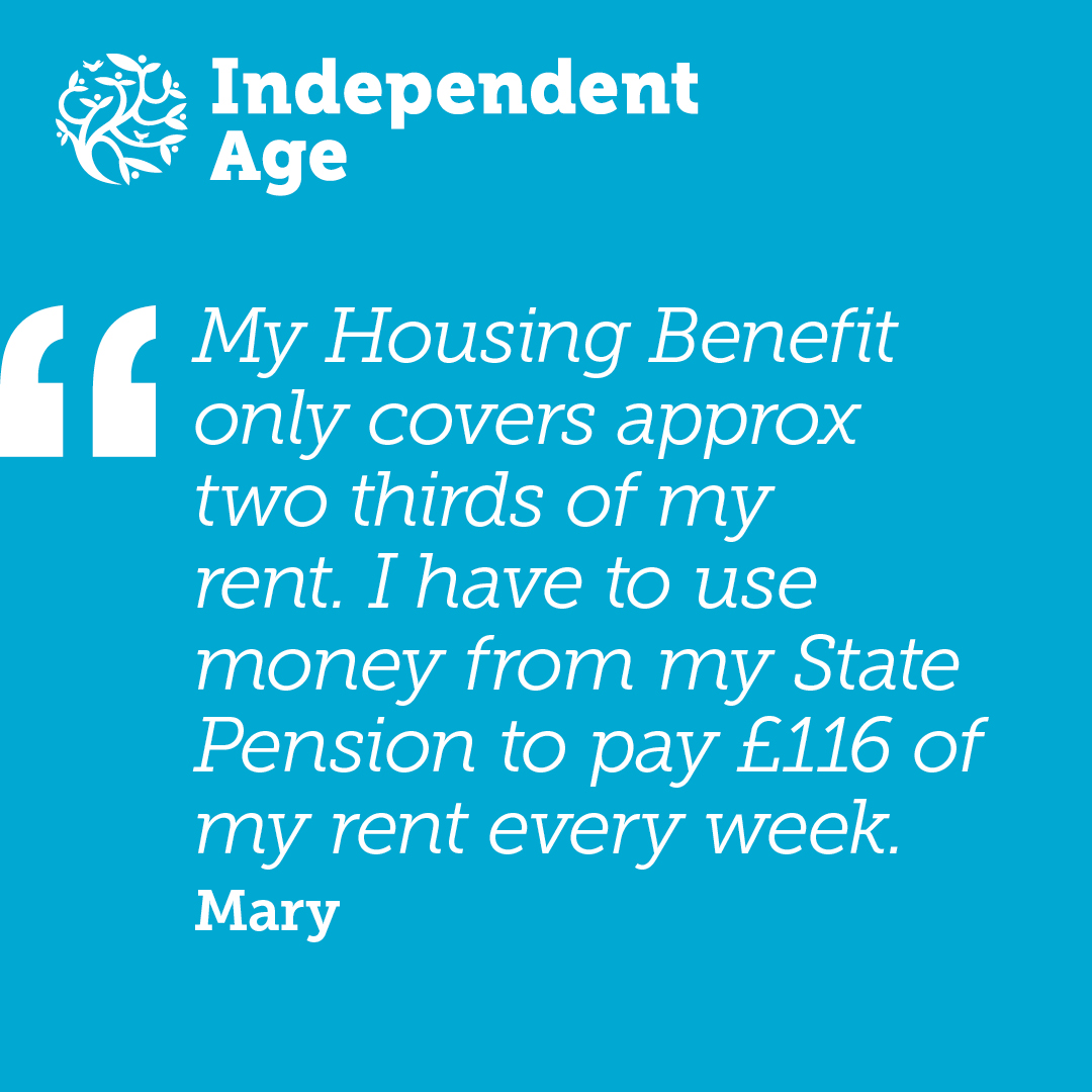 Support for renters is not keeping up with changes in housing costs.

Unaffordable housing costs are pricing too many older renters out of their homes, often forcing them to leave an area they're connected with.

Ask your MP to support older people today:
campaigns.independentage.org/page/180937/ac…