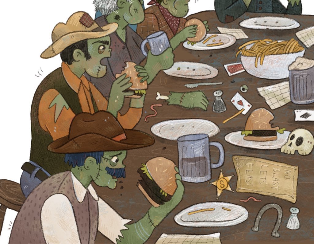 ZOMBEEF 
📰  According to The Cowpie Chronical, an unstoppable brain bull is on the loose🐂

🤠 If you like your Cowboys undead and your burgers plant-based, this #pb  has a surprise ending that I’ll have you mouthwatering for more to sink your teeth into! 🍔🧠 #questpit