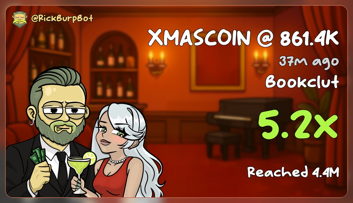 book_clut's tweet photo. Hey @Bookclut, XMASCOIN just hit a merry 5.2x gain from $861.4K to an all-time high of $4.4M—guess Santa's got some solid investment advice this year! 🎄💰 ⋅ $XMASCOIN ⋅ 🔎 https://t.co/6w6I7UzTQK