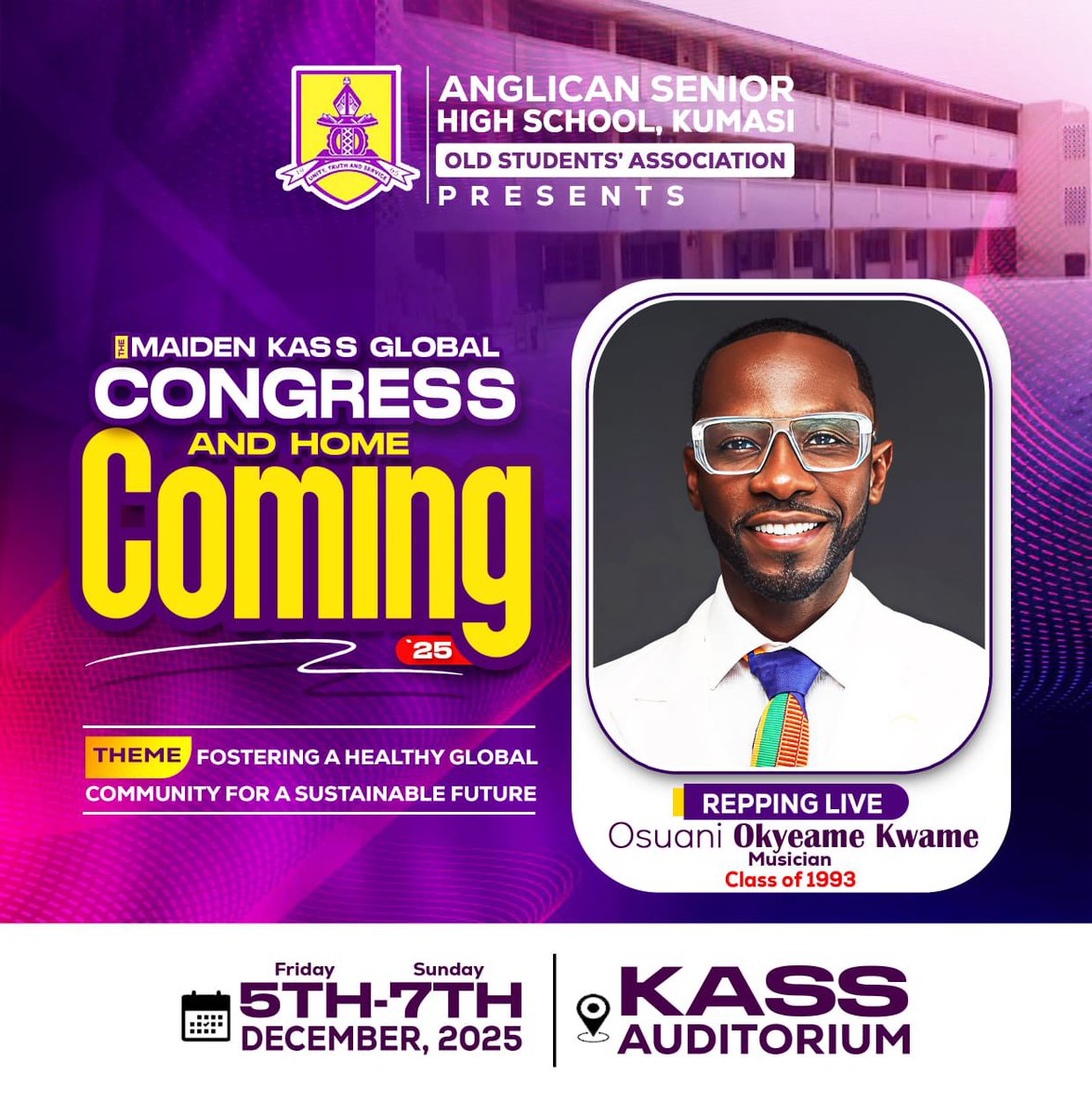 kassalumni's tweet photo. The Legendary, Osuani Okyeame Kwame (Class of 1993), Ace Musician and Song Writer will be live at the Maiden Edition of the KASS Global Congress &amp; Homecoming.

Are you still missing this?  
Tell a Disciple to Tell another Disciple.

 We are coming Home

#SuperKASS #Disciples https://t.co/1dOOHOlNYH