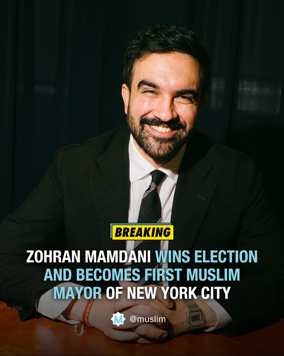 xaheermir's tweet photo. Zohran Mamdani elected mayor! First Muslim, first Indian-origin leader, &amp; youngest in over 100 years. Congratulations sir https://t.co/LePnTjUupE