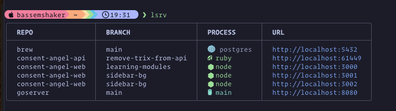 bshakr's tweet photo. Ever forget which dev server is running which branch?

I made a small CLI to list all local dev servers — and show which git branch each one’s running.

Super handy when testing multiple branches at once.

👉 https://t.co/cA0IftRDBp
#DevTools  #cli #OpenSource https://t.co/yKN4G37x3q