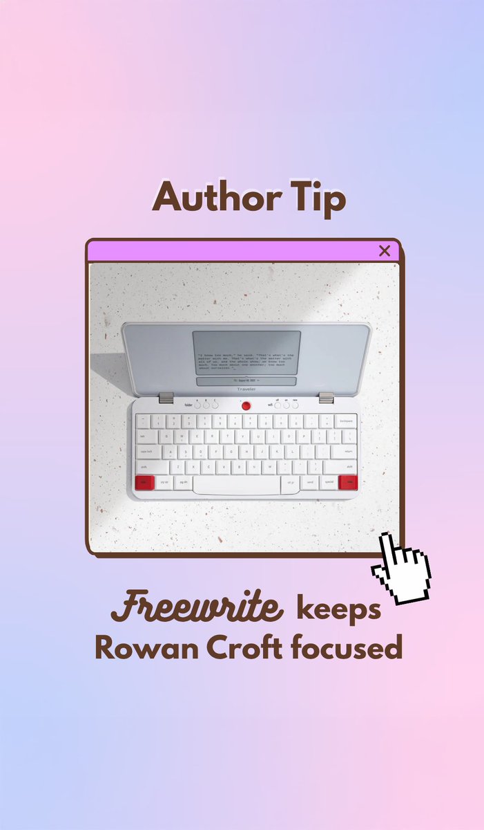 bookvault_app's tweet photo. Struggling to stay focused while writing?π
Author Rowan Croft shares a clever writing tip: a distraction-free typing device called FreewriteβοΈ
Whatβs your go-to focus tool when writing?
#writersofinstagram #writingcommunity #author #freewrite #selfpublish https://t.co/n5NpVfg77B