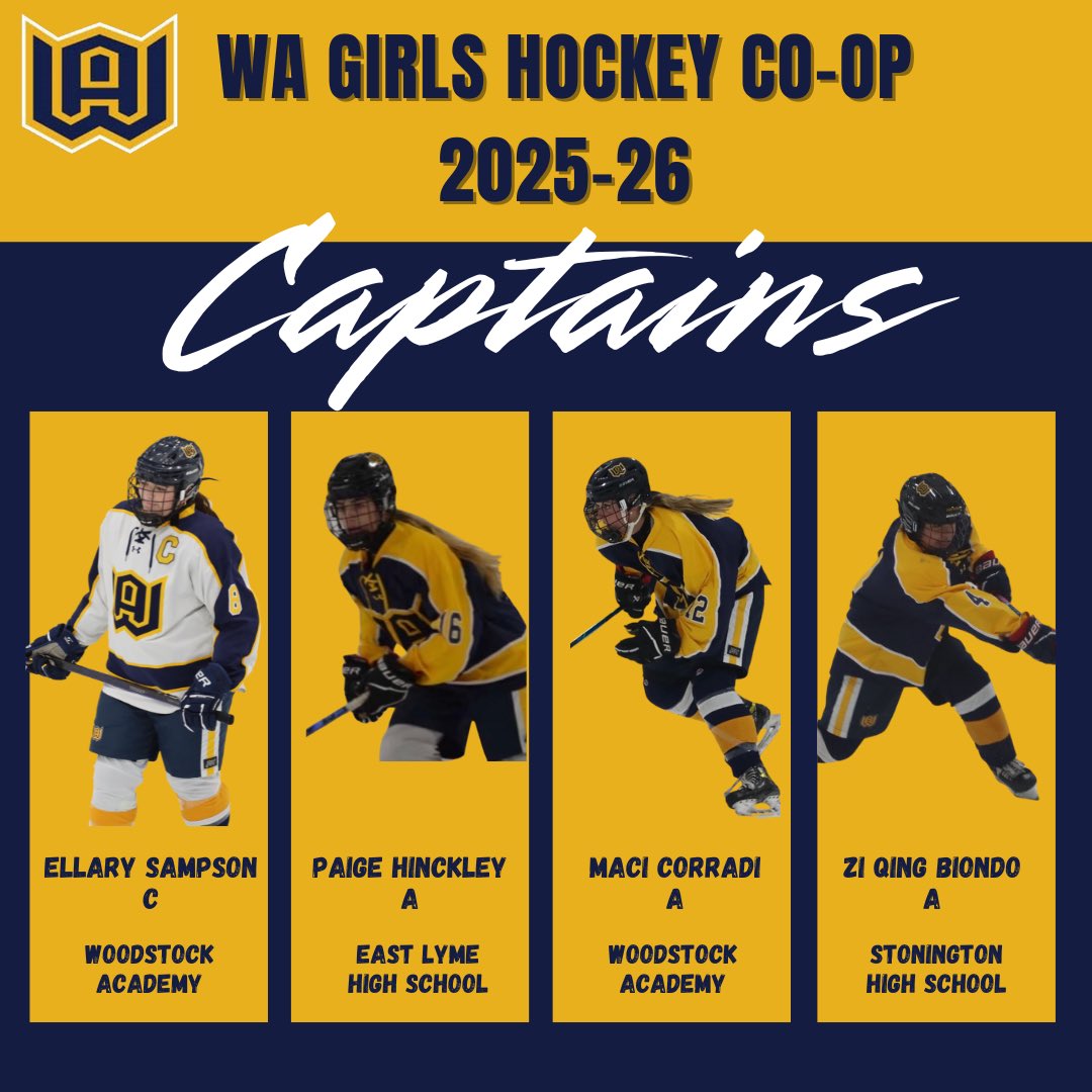 2025-26 Woodstock Academy Girls Hockey Co-Op Captains #ctghk <a href="/WAAthletics/">Woodstock Academy Athletics</a> <a href="/StoningtonSport/">Stonington Athletics</a> <a href="/ELPSAthletics/">ELPS East Lyme High School Athletics</a>