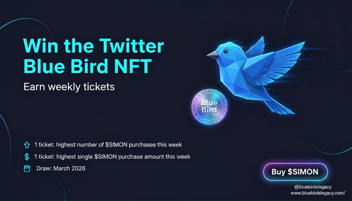 bluebirdslegacy's tweet photo. Jack Dorsey’s first tweet sold as an NFT for $2.9M. 

We’ve launched Twitter Blue Bird NFT - a homage to the iconic blue bird, in collaboration with Simon Oxley, creator of Twitter’s first logo. 
A project with Crypto Twitter DNA. 

@punk9059, check the potential where data meets culture. 

Our campaign is live - contest rules on our profile @bluebirdslegacy.