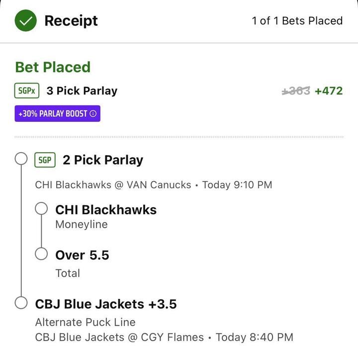 DraftKings NHL SGPx 🥅

EV: 19%
FV: +380
QK: 1.0u