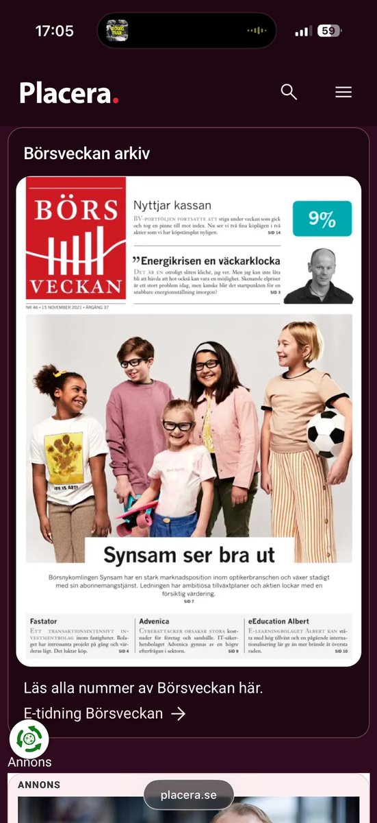 Kul att Placera/Avanza lyfter fram Börsveckans arkiv. Nu finns det gamla analyser från både Affärsvärlden och Börsveckan till läsarna.