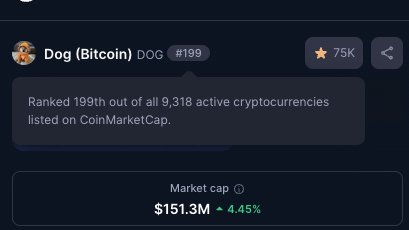 We are #199 amongst other 💩coins. 

The $DOG of Bitcoin will rise.