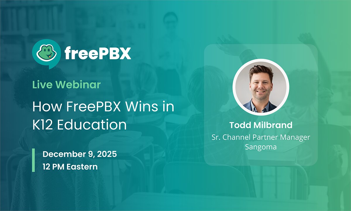 FreePBX's tweet image. Join our FreePBX experts on December 9th for a webinar on how to win in education. Learn how schools are using FreePBX for everyday communication, and why its value, flexibility, and control make it a top choice for districts nationwide.

Sign up: hubs.ly/Q03RHCqL0