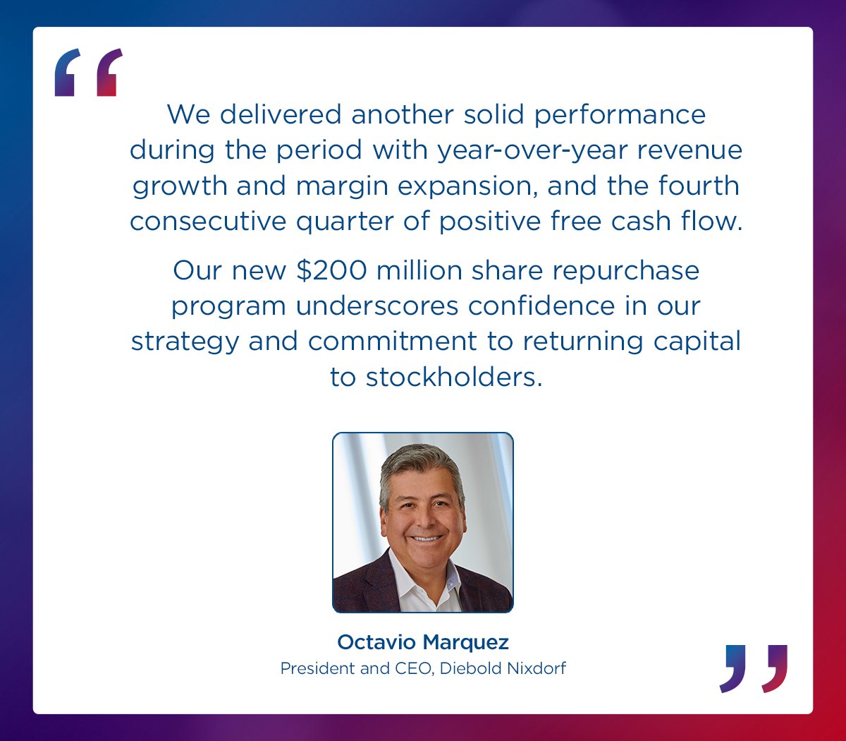 We’re pleased to share another quarter of strong performance and continued momentum. This marks our fourth consecutive quarter of positive free cash flow and the third straight quarter of double-digit year-over-year order entry growth.
View more here: dbdnx.co/2SDvuRE