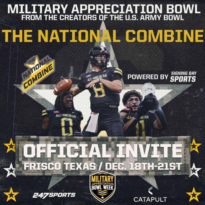 Thank you coach <a href="/NickGilliamSDS/">Nick Gilliam</a> for the invite!
<a href="/USArmyBowl/">Military Appreciation Bowl Week</a> 
<a href="/SDSports/">Signing Day Sports</a> 
<a href="/CoachLotz77/">Tyler Lotz</a>