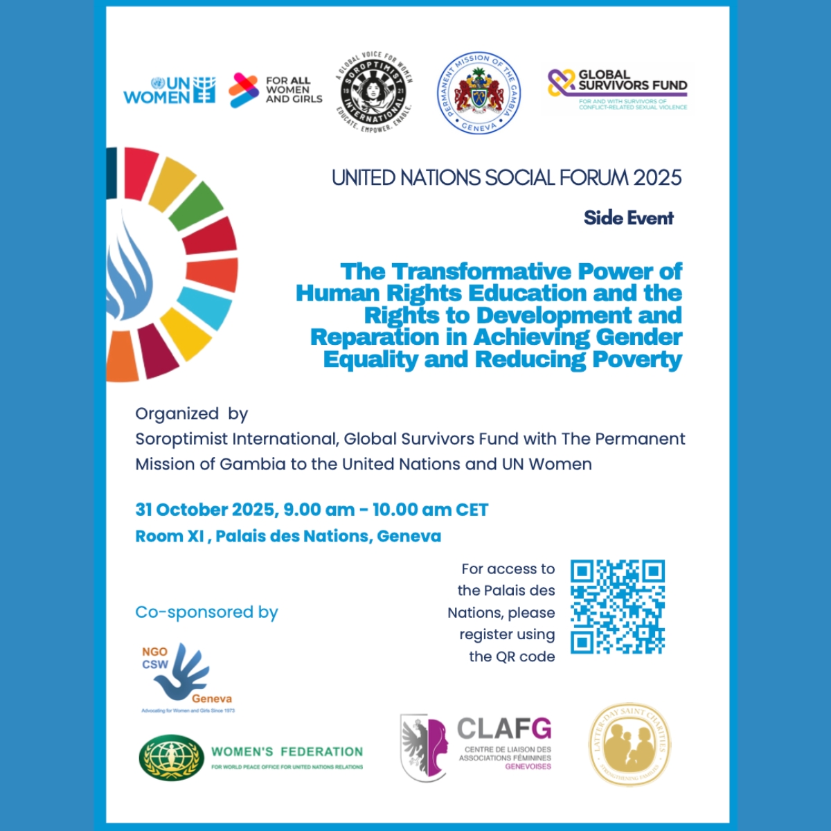 MHEU took part in the #UNSocialForum2025 🇺🇳 side event on “The Transformative Power of Human Rights Education” — exploring how education, development &amp; reparation can drive gender equality and reduce poverty.
#HumanRights #GenderEquality #MercyHandsEurope