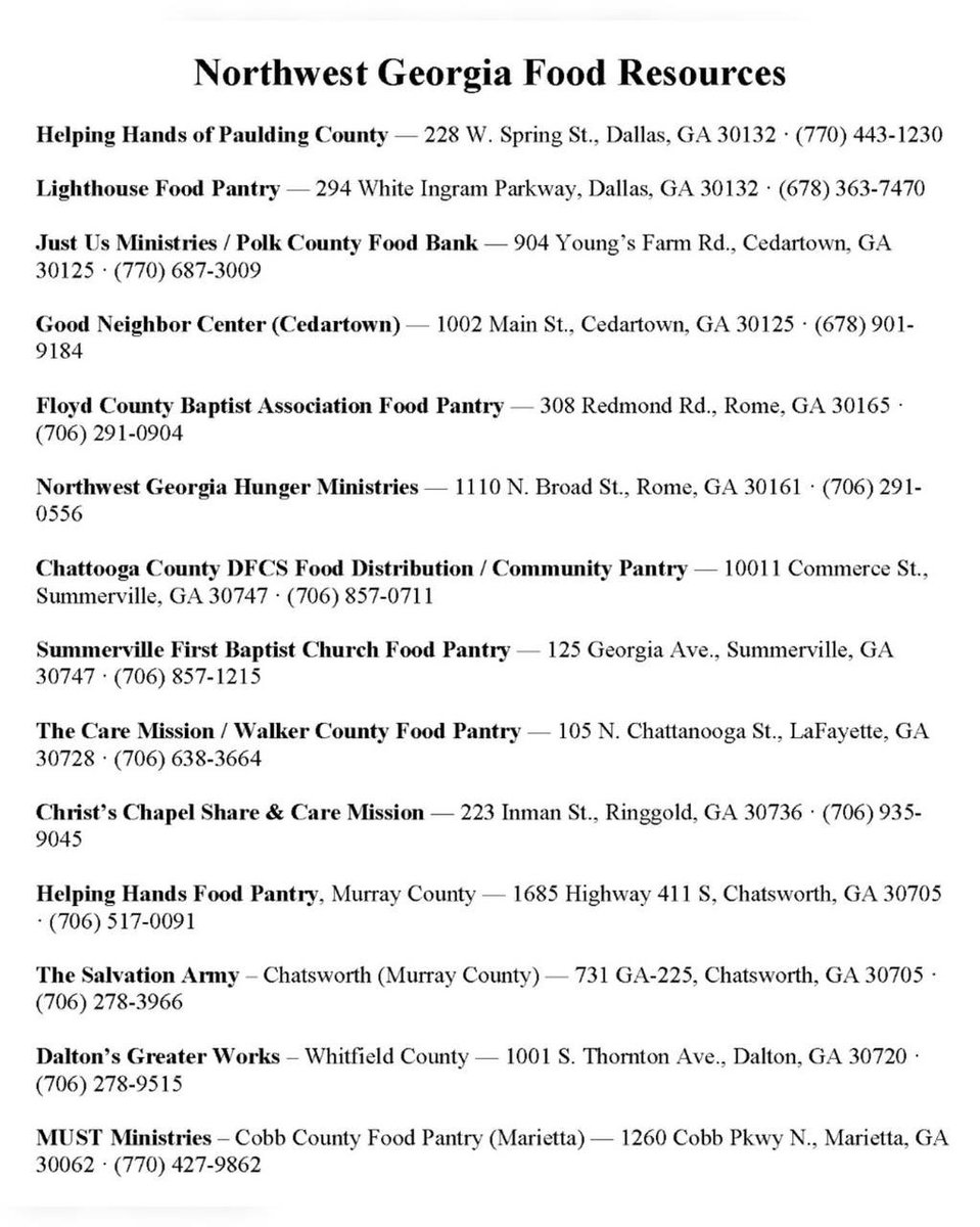 RepMTG's tweet image. My office is here to help. If you or your family are struggling during the shutdown, here is a list of resources that can help right now! ⬇️

Please consider donating to these community resource centers if you are able.