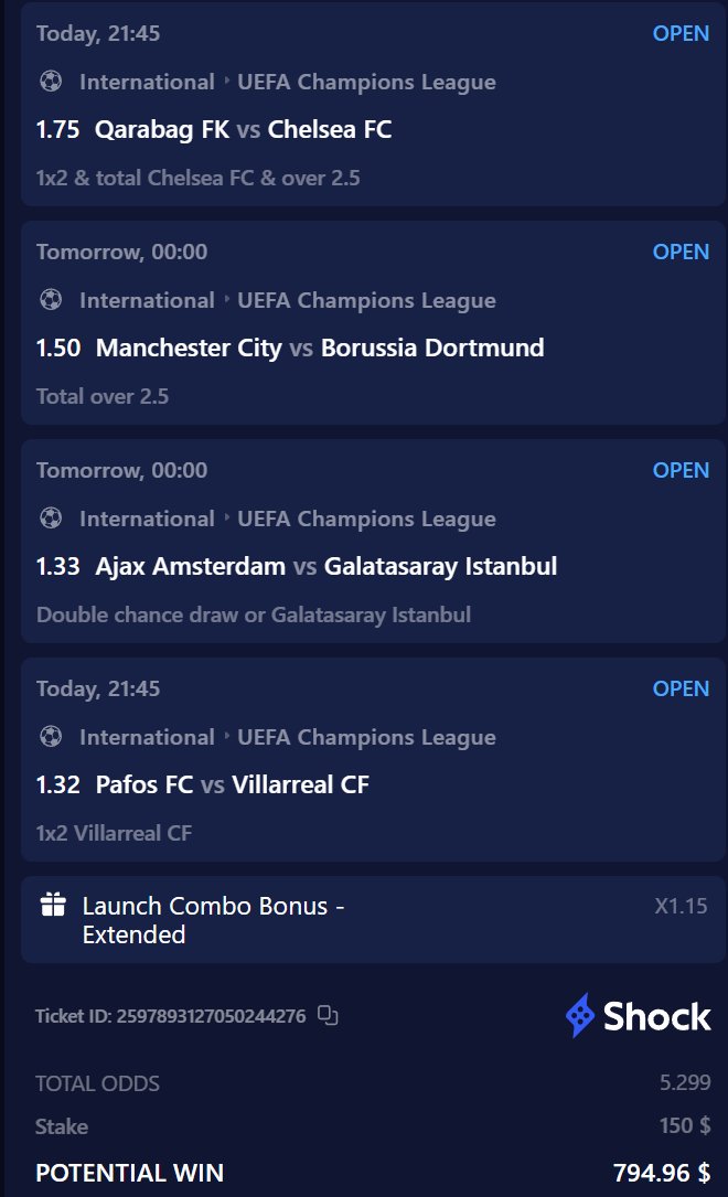 $120 giveaway if this #UCL lock hits today!

Comment your Discord user to join

Entries close as soon as the games end!