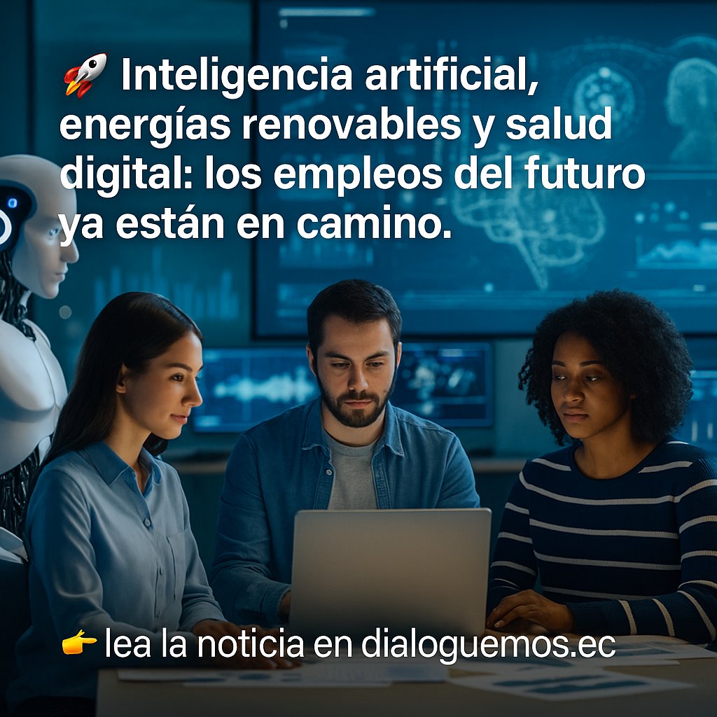 🚀 Inteligencia artificial, energías renovables y salud digital marcarán los empleos más demandados de 2030.
 👉 lea la noticia en dialoguemos.ec