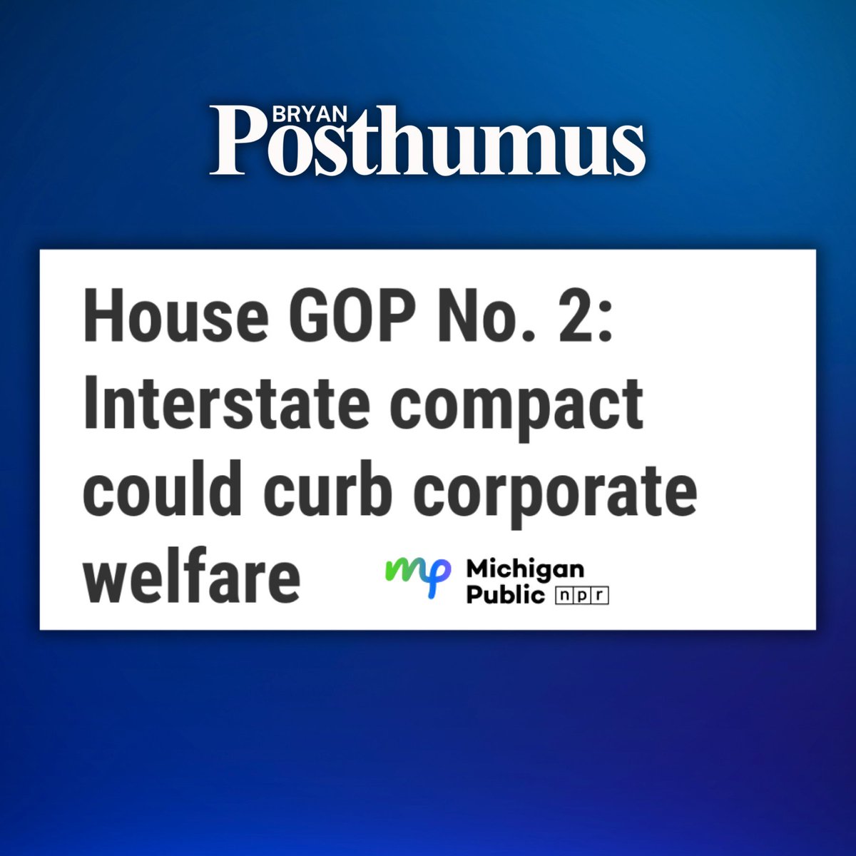 NEWS: Rep. Bryan Posthumus said states are forced into spending many millions of dollars in a never-ending competition to poach companies from each other.

“It just becomes a race to the bottom. We’re essentially buying jobs from other states to come here,” he said. “Other states